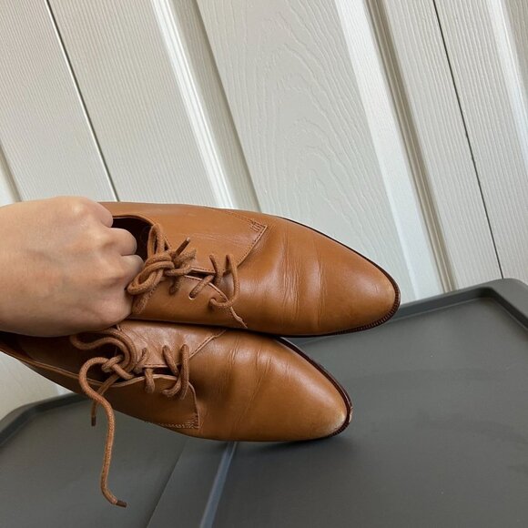 Madewell The Jess Brown Leather Lace-Up Pointy Toe Oxfords Women's Size 7 - Picture 8 of 12